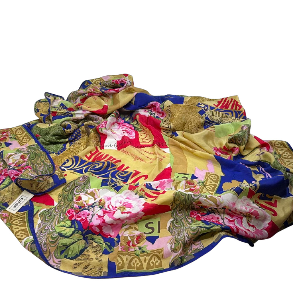 Kenzo Eclectic Print Multi-color Silk Scarf